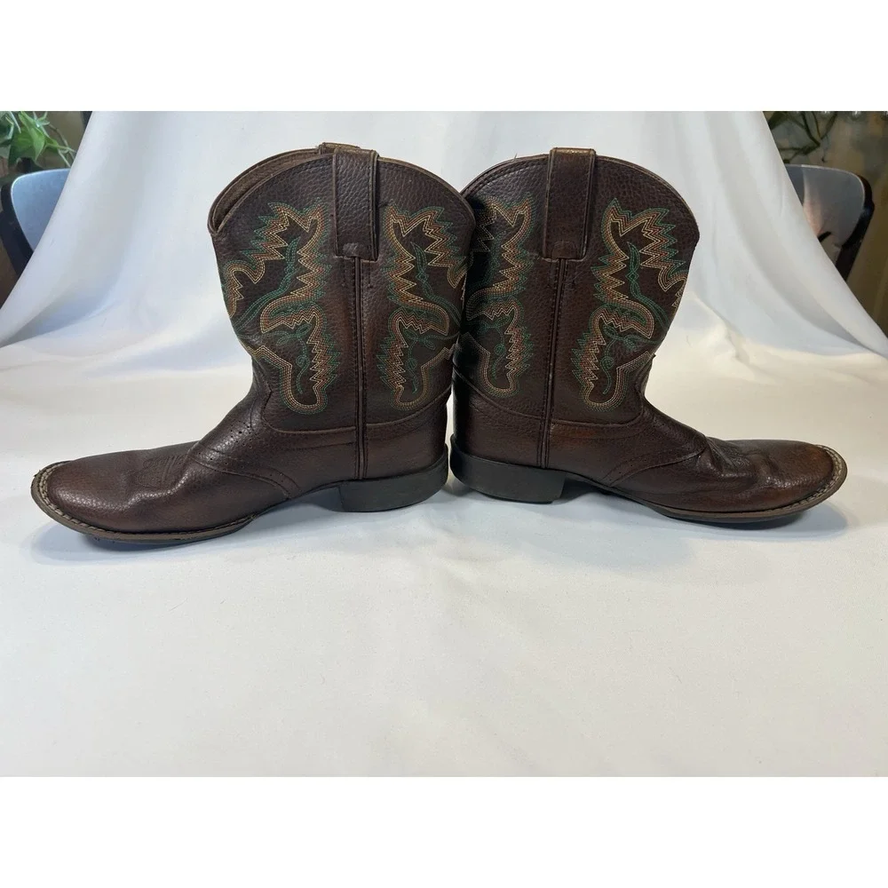 Justin's Boys' Size 4D Square Toe Western Cowboy Boot Jasper Blue/Brown